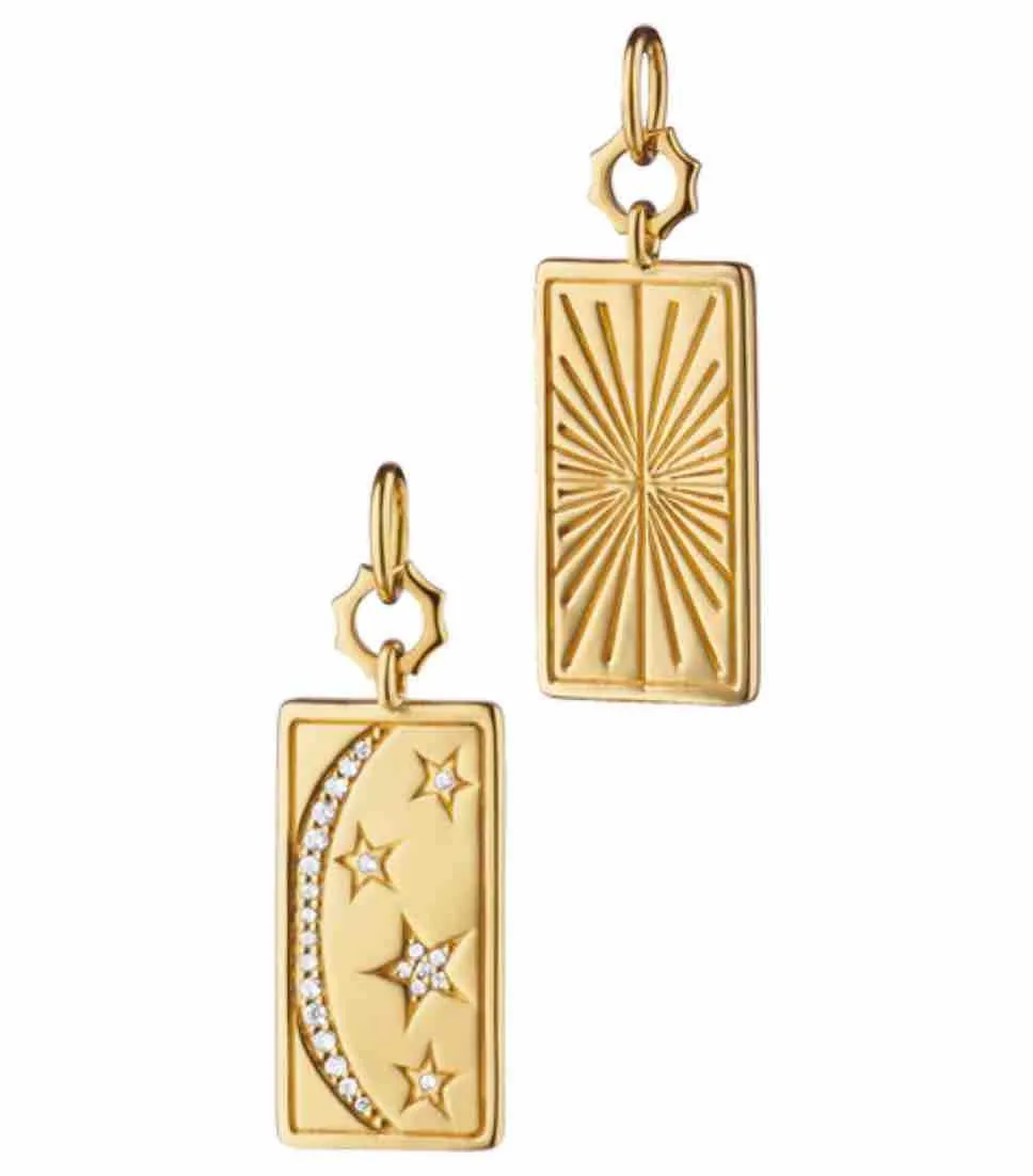 18K YELLOW GOLD MY SUN, MOON AND STARS CHARM DIAMOND NECKLACE