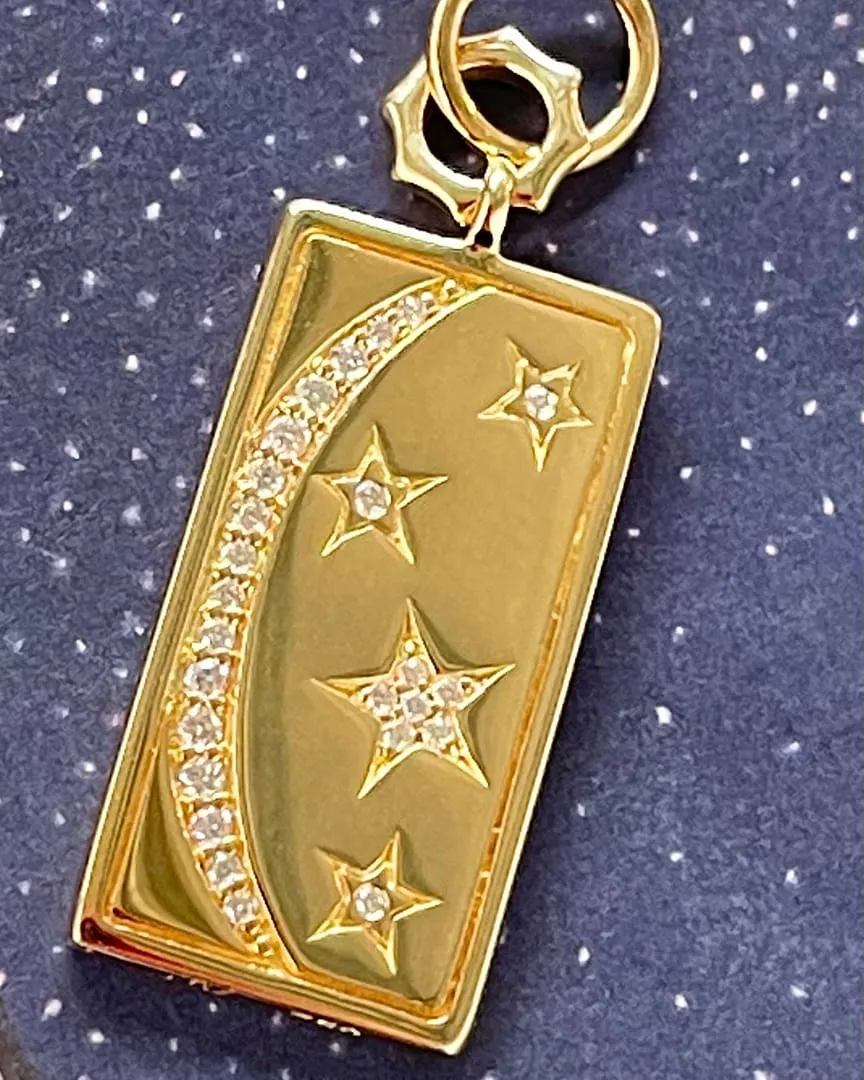 18K YELLOW GOLD MY SUN, MOON AND STARS CHARM DIAMOND NECKLACE