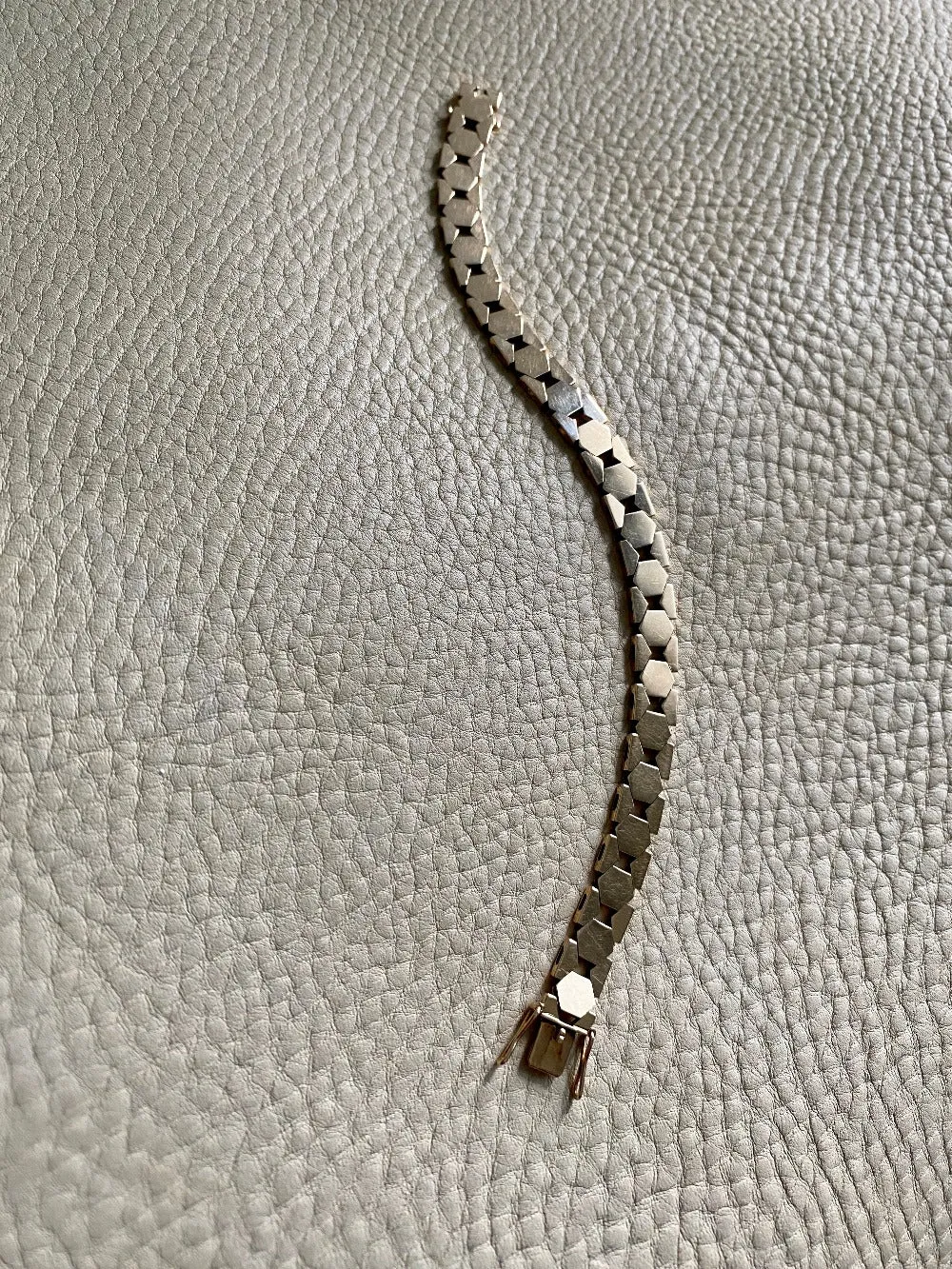 1960s/70s Danish Hexagon link 16g of 14k solid gold bracelet - 7.25 inch length