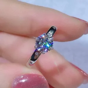 1ct D Color Round Diamond Engagement Ring