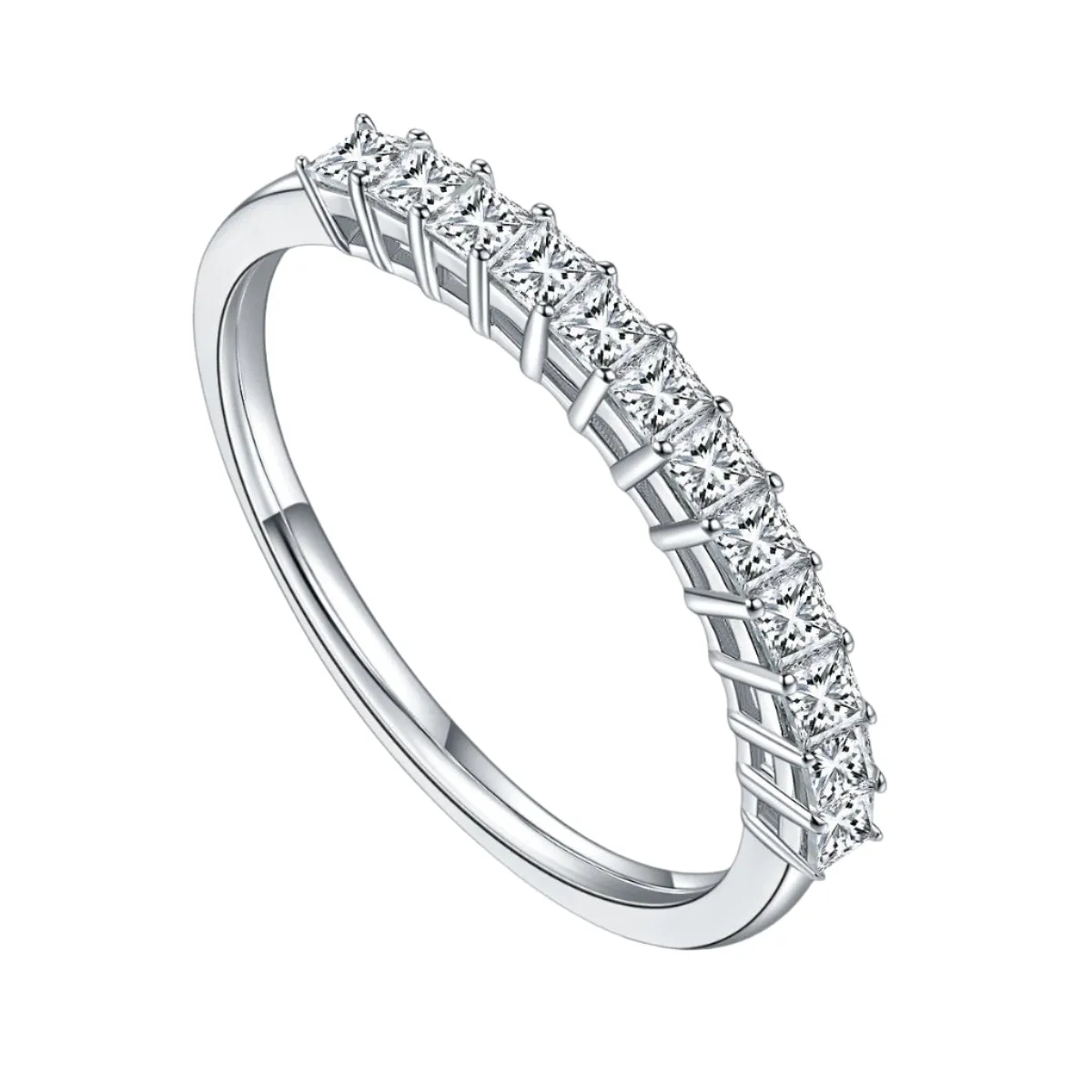 1ct Princess Cut Diamond Half Eternity Wedding Band