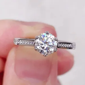 1ct VVS Round Cut Diamond 6 Prong Engagement Ring
