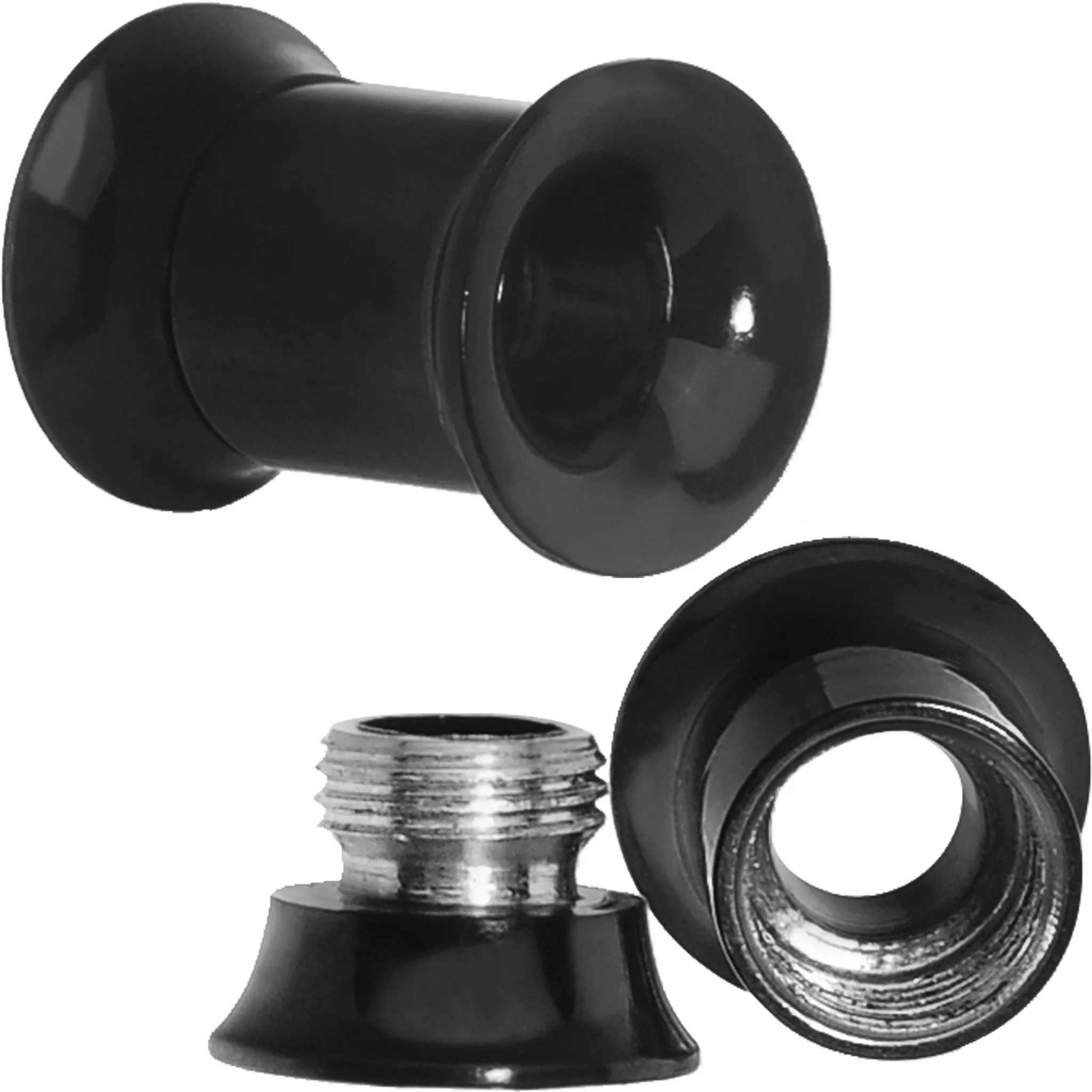 2 Gauge Anodized Titanium Black Double Flare Screw Fit Tunnel