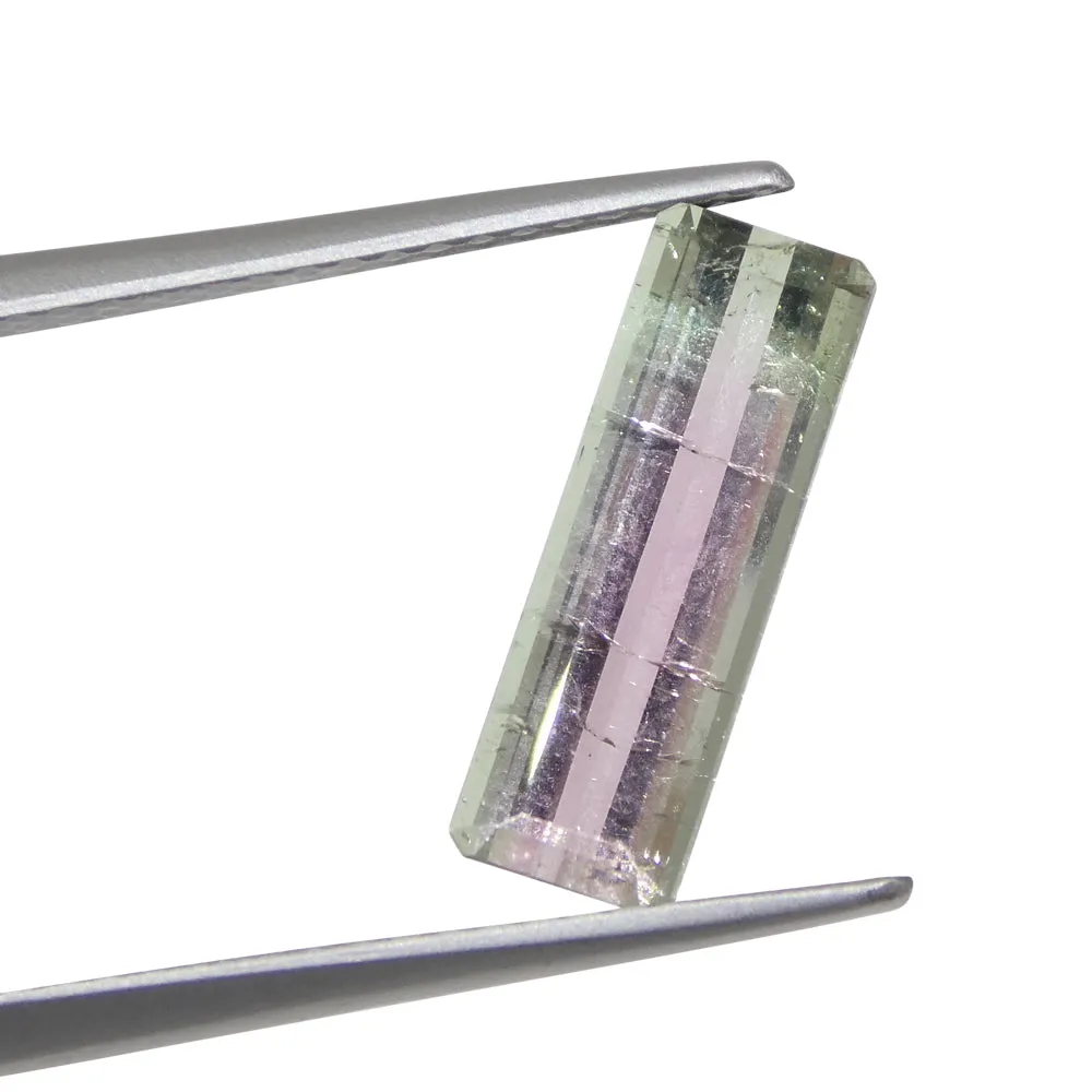 2.19ct Emerald Cut Pink & Green Bi-Colour Tourmaline