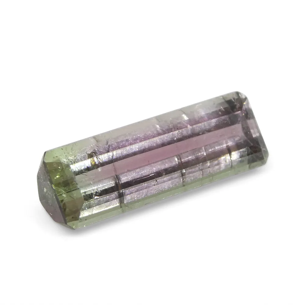 2.19ct Emerald Cut Pink & Green Bi-Colour Tourmaline