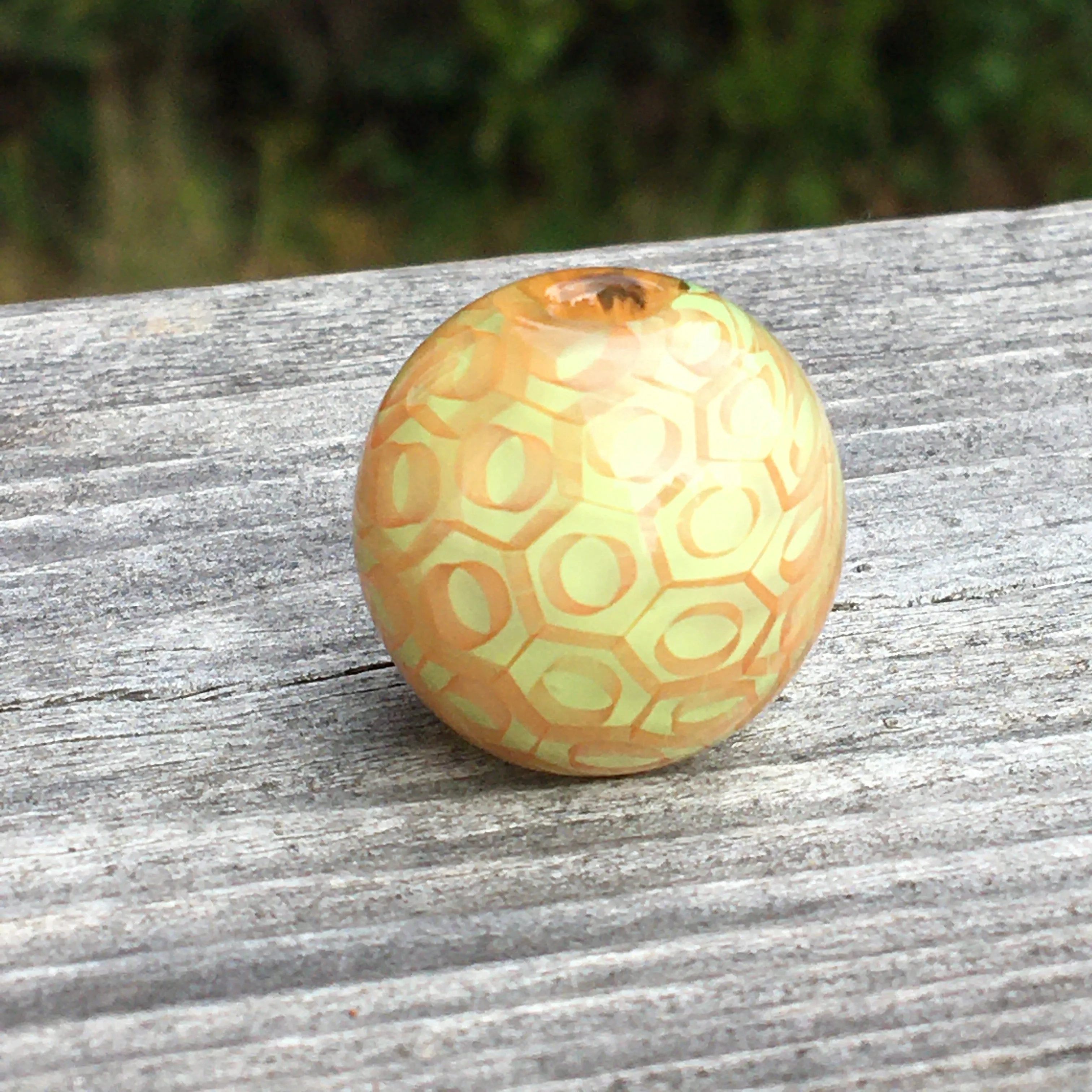 24mm Round Hollow Honey Bead with Limestone over White