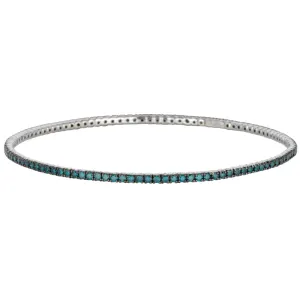 2.57 Carat Blue Diamond Bangle Bracelet 14K White Gold