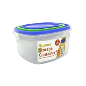 3 Pack square storage container set sith lids ( Case of 2 )