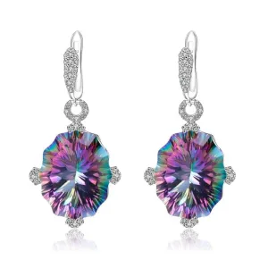 48.42Ct Natural Rainbow Mystic Quartz Drop Earrings