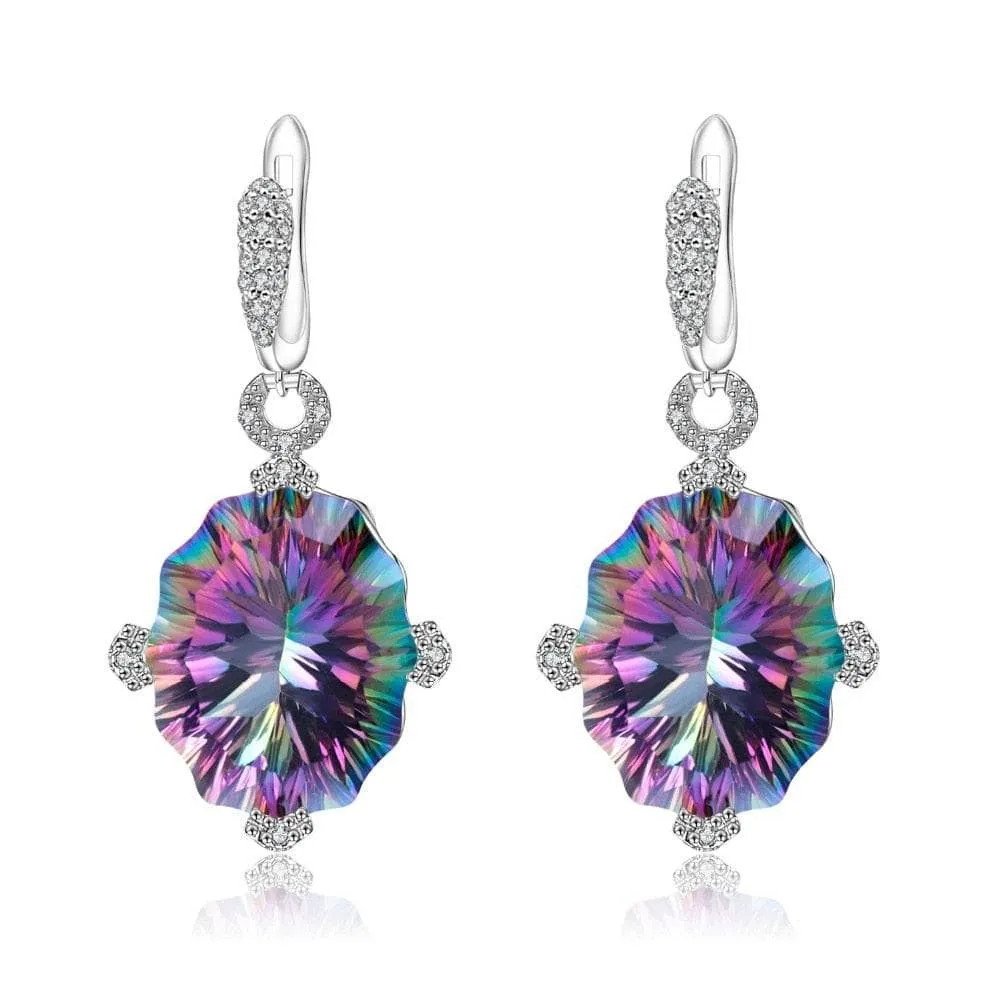 48.42Ct Natural Rainbow Mystic Quartz Drop Earrings