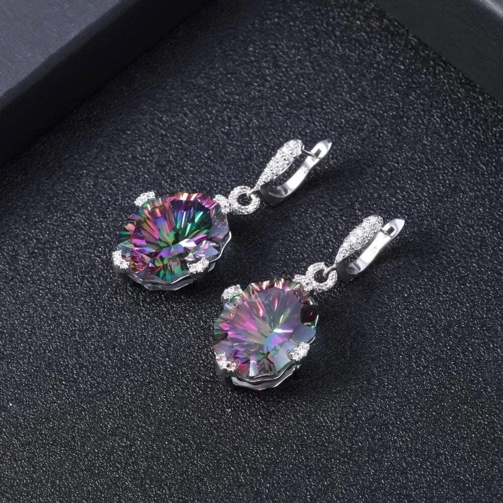 48.42Ct Natural Rainbow Mystic Quartz Drop Earrings