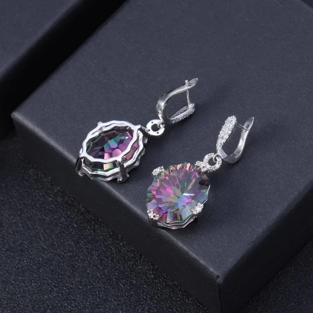48.42Ct Natural Rainbow Mystic Quartz Drop Earrings