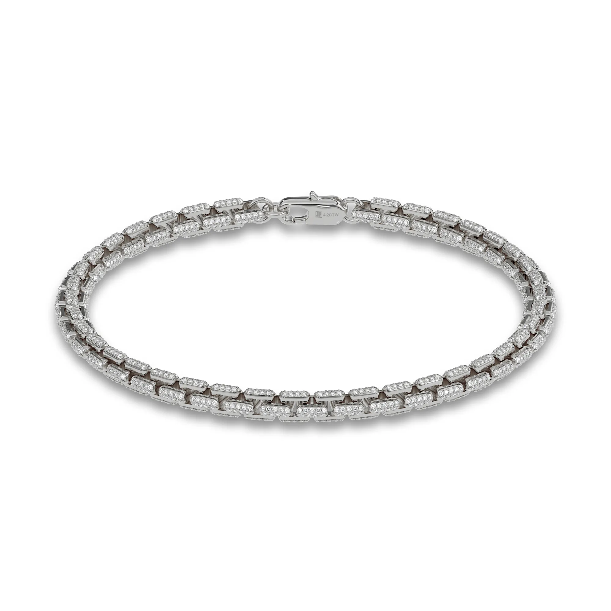 4MM 925 Silver Moissanite Iced Out Box Bracelet