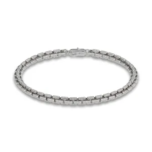 4MM 925 Silver Moissanite Iced Out Box Bracelet