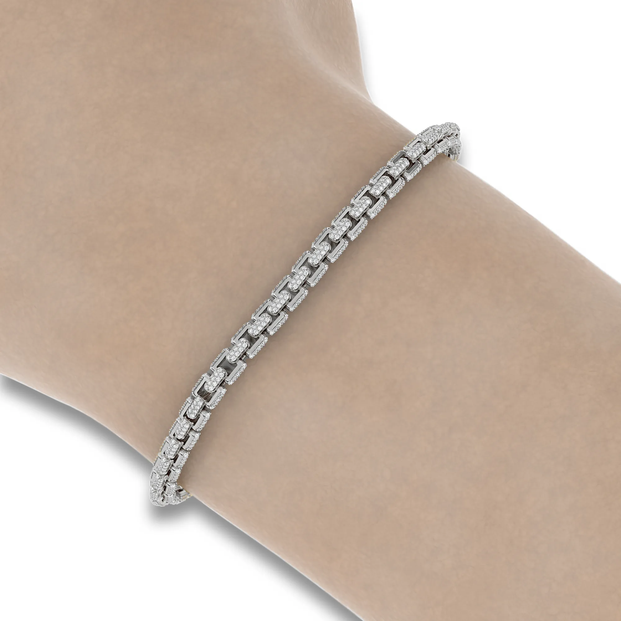4MM 925 Silver Moissanite Iced Out Box Bracelet