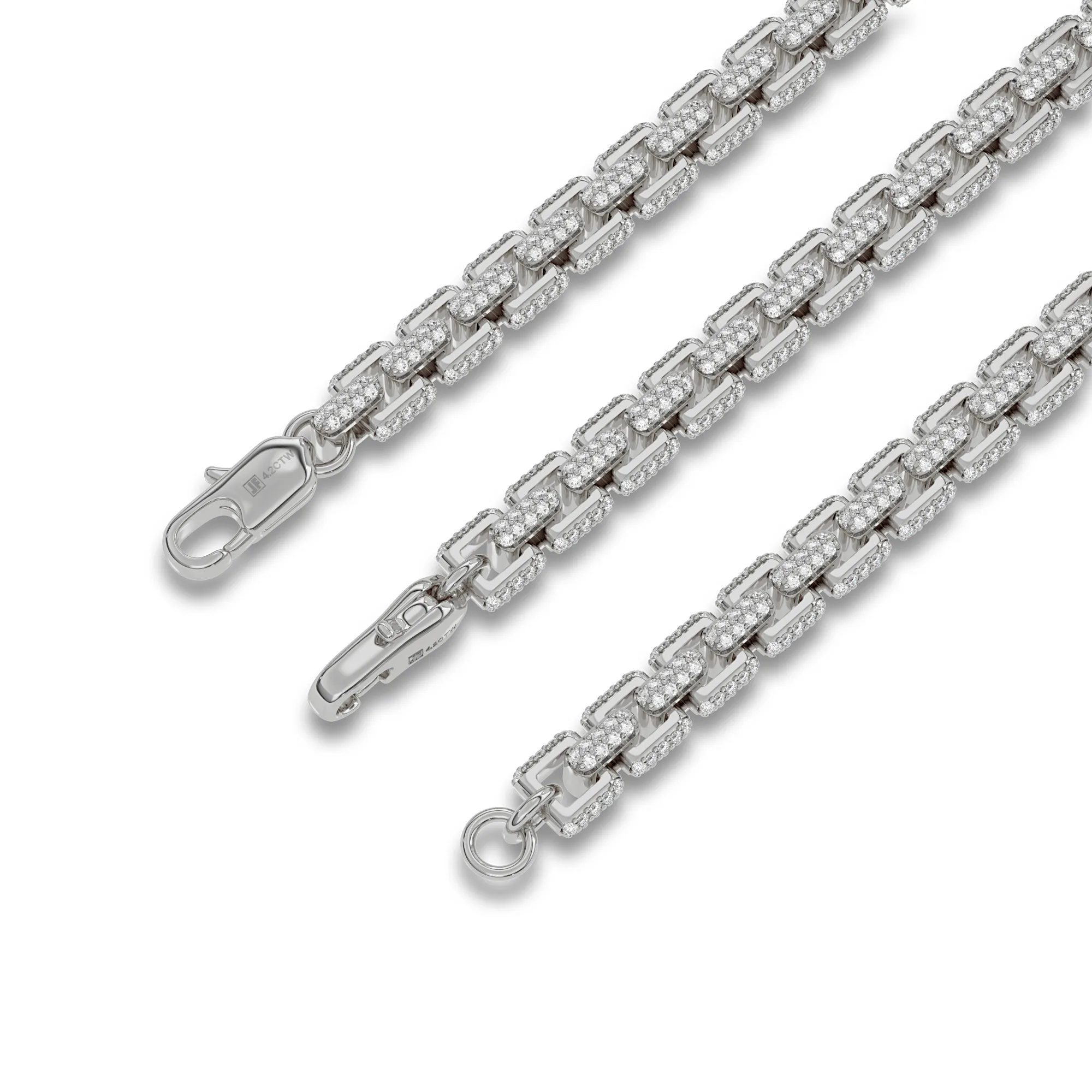 4MM 925 Silver Moissanite Iced Out Box Bracelet