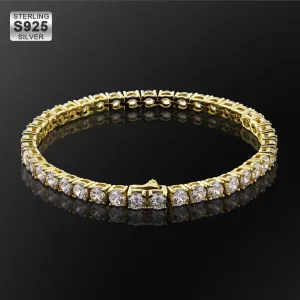 4mm Sterling Silver CZ Diamond 14K Gold/White Gold/Rose Gold Tennis Bracelet