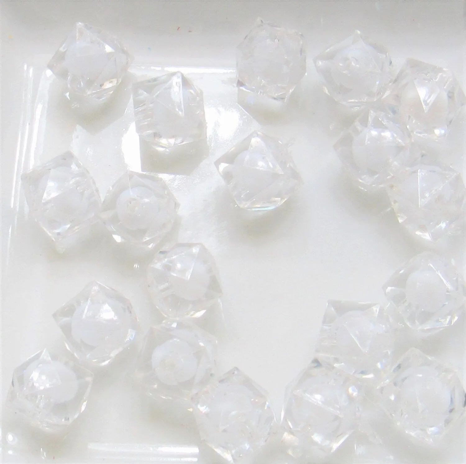 50 Ct. for 1.99 White cubed Bead in a Bead, Bubblegum Bead, Chunky Beads, Faceted Bead, Transparent Cube Beads, Kawaii Bead Supply
