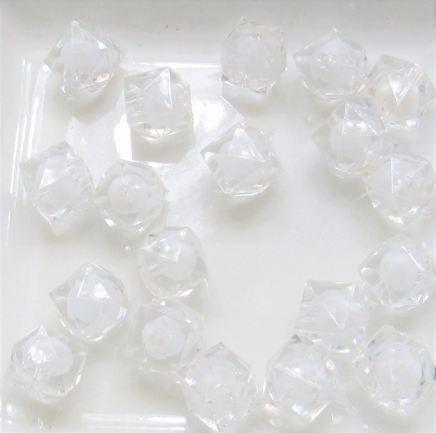 50 Ct. for 1.99 White cubed Bead in a Bead, Bubblegum Bead, Chunky Beads, Faceted Bead, Transparent Cube Beads, Kawaii Bead Supply