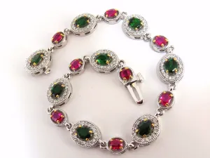 5.27ct natural tsavorite ruby diamonds cluster link bracelet