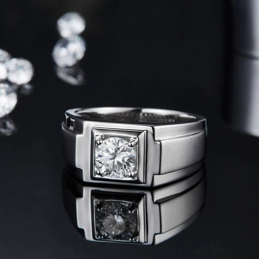 6.5mm 1.0Ct D Color Diamond Ring For Men