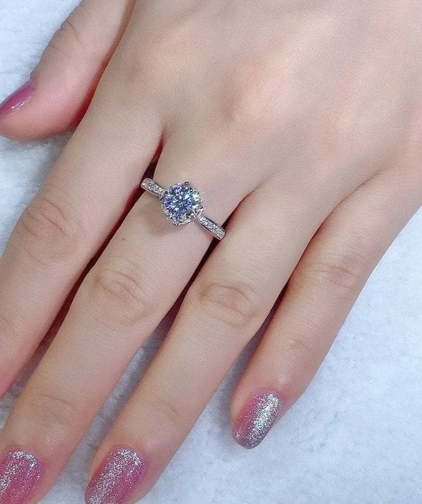 6.5mm 1ct Round Cut DF Diamond Engagement Ring