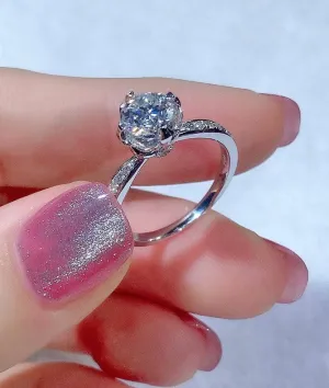 6.5mm 1ct Round Cut DF Diamond Engagement Ring
