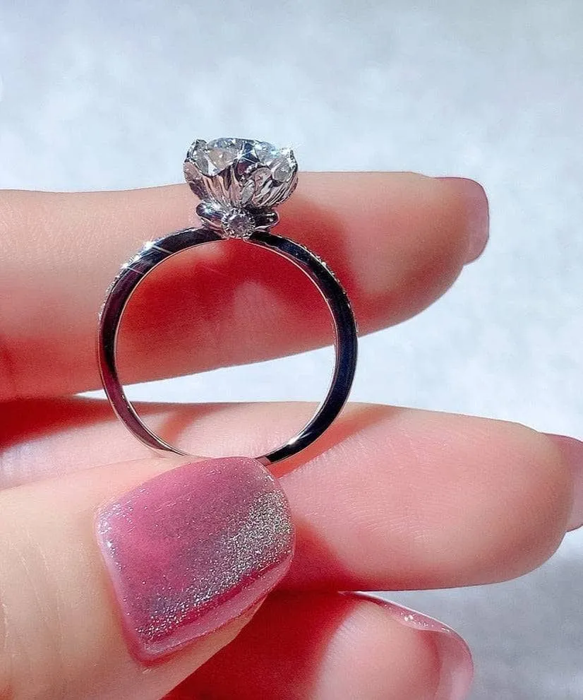 6.5mm 1ct Round Cut DF Diamond Engagement Ring