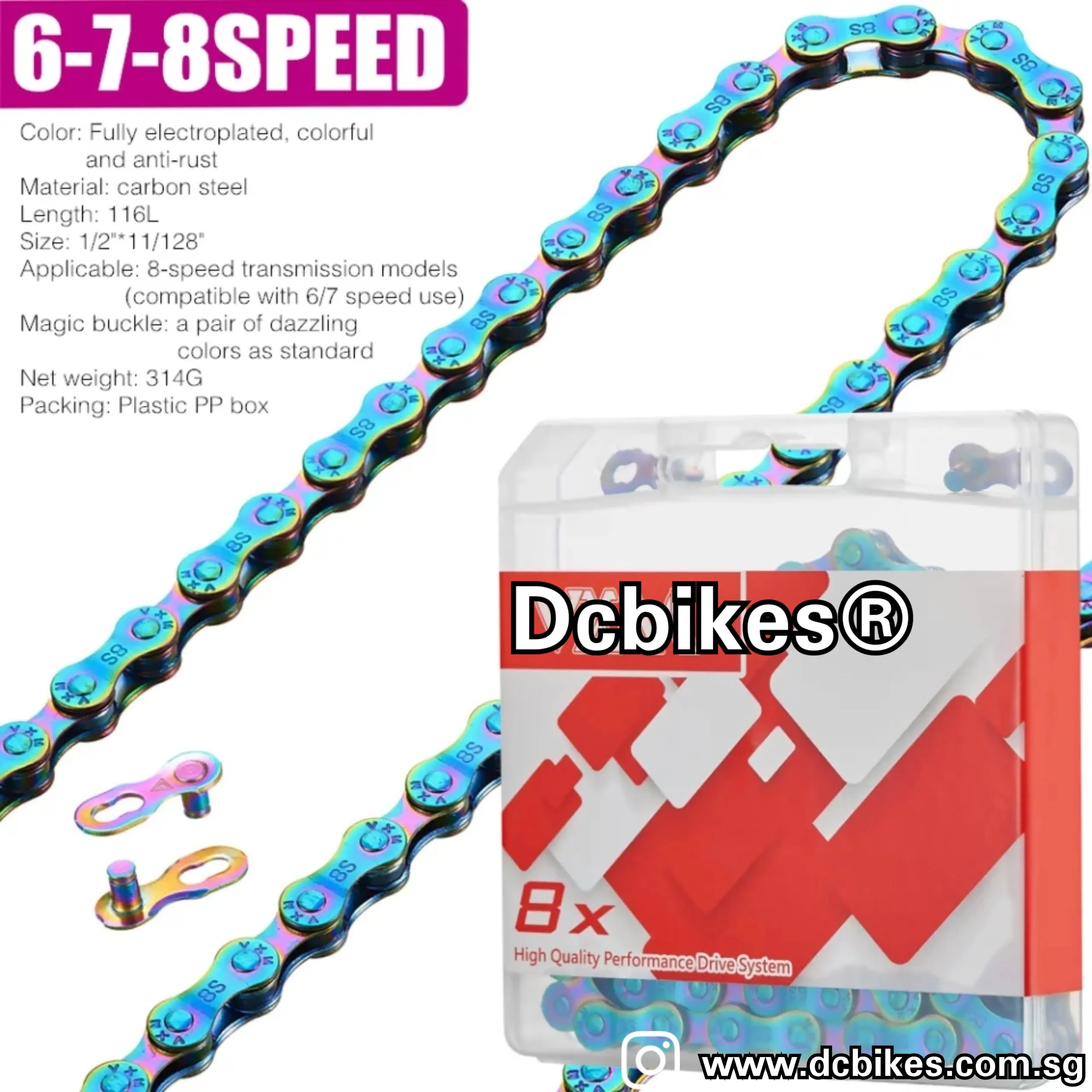 6/7/8 Speed PVD Oil Slick MTB Road Bike Chain   Missing Link