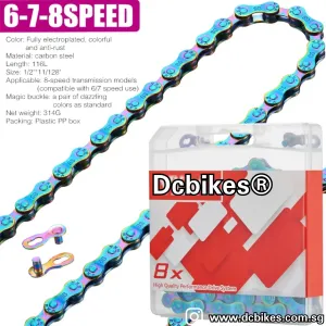 6/7/8 Speed PVD Oil Slick MTB Road Bike Chain   Missing Link