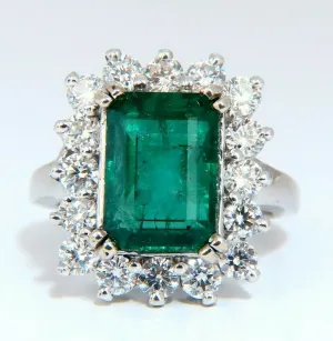 7.15ct Natural Emerald Diamonds Cluster Halo Ring 14kt