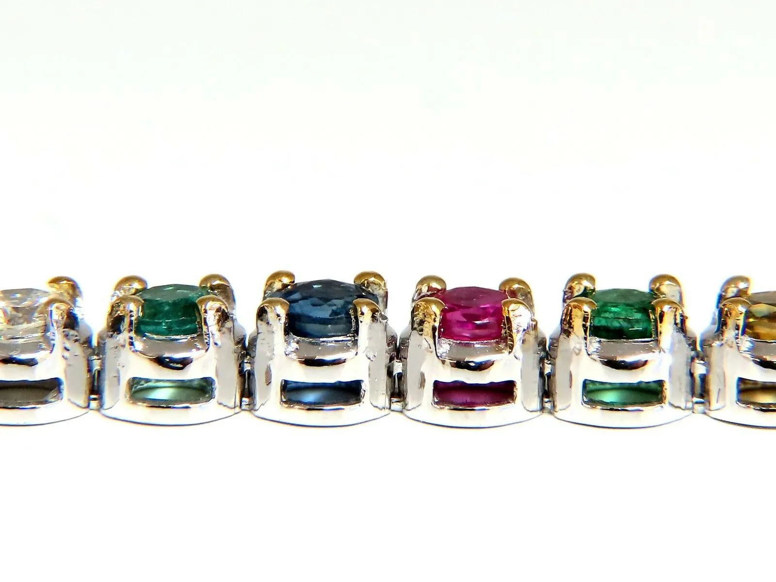 7.36ct natural ruby emerald sapphires diamond tennis bracelet 14 karat gem line