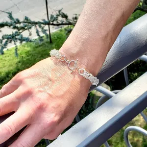 7.5" Handcrafted 925 Sterling Silver 9mm Saturn Bracelet with Toggle Clasp