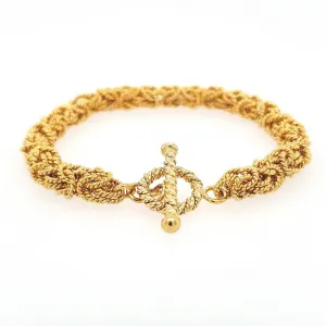 7.75" Handcrafted 24K Gold Vermeil 6.5mm Byzantine Bracelet with Toggle Clasp