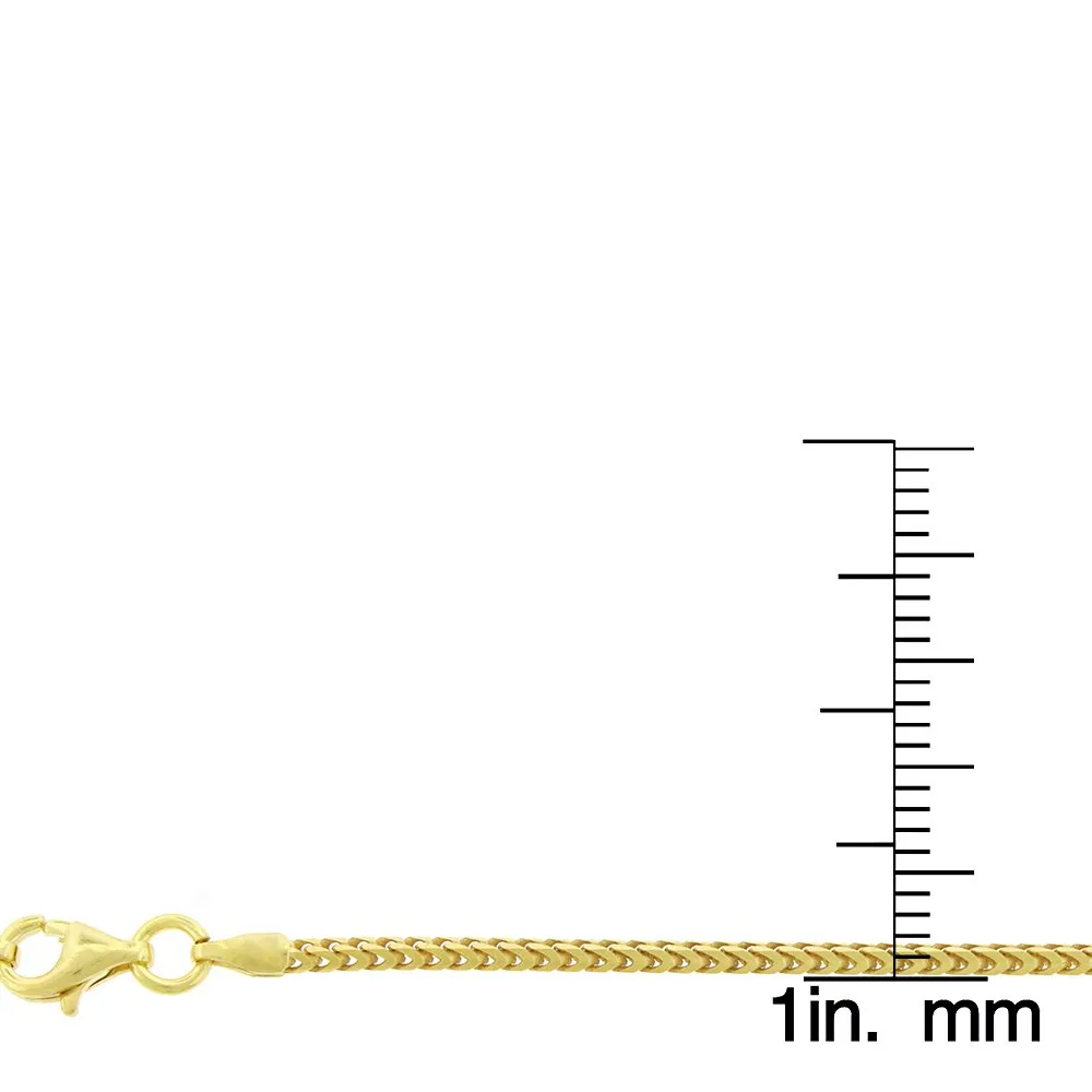 925 Sterling Silver 1.5mm Solid Franco Gold Plated Bracelet