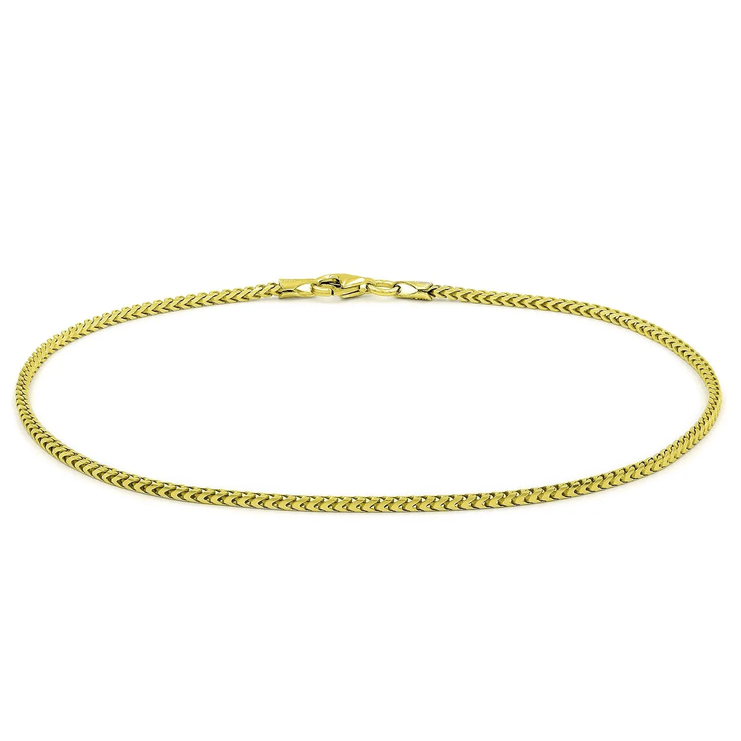 925 Sterling Silver 1.5mm Solid Franco Gold Plated Bracelet