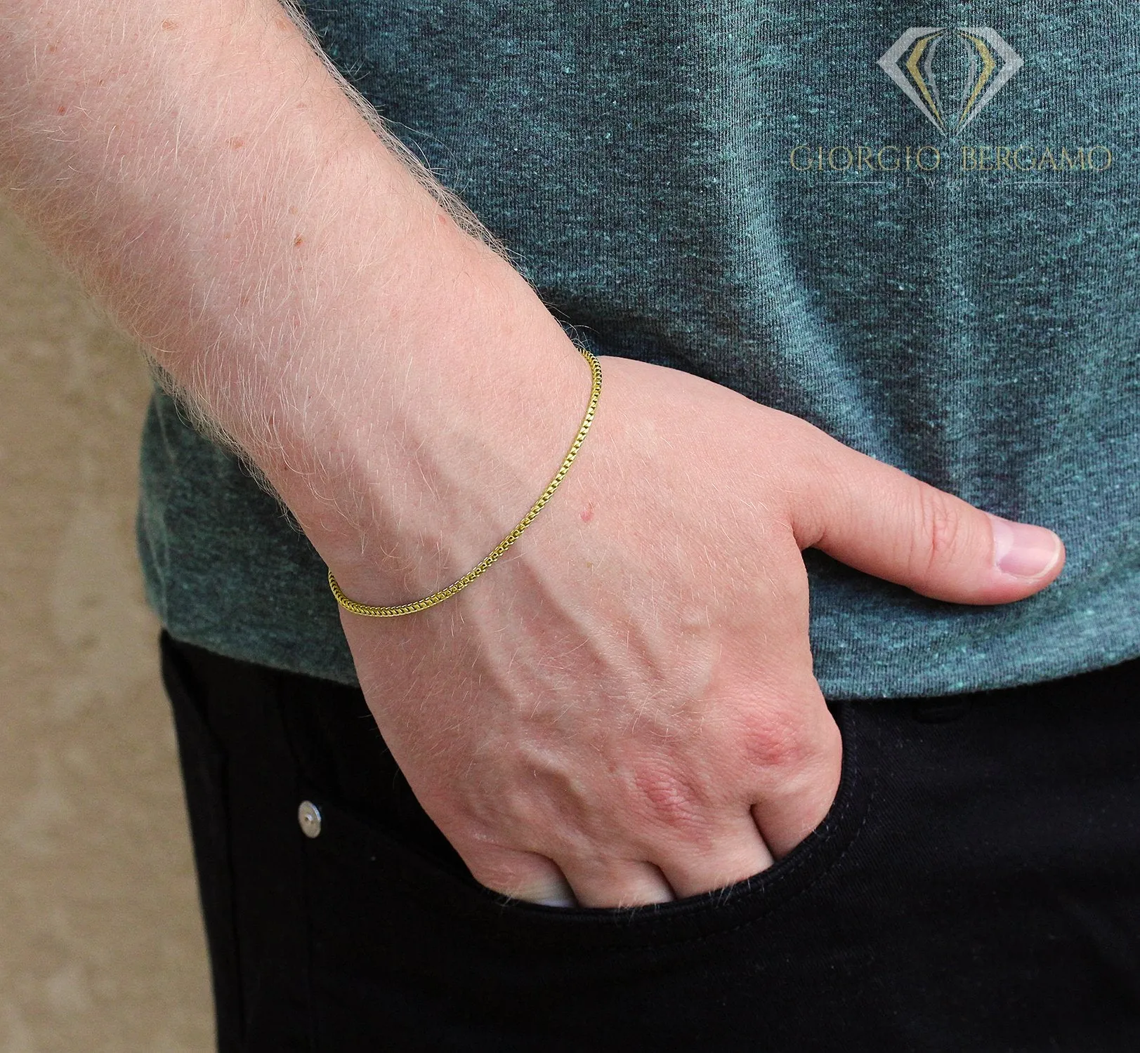 925 Sterling Silver 1.5mm Solid Franco Gold Plated Bracelet