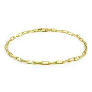 925 Sterling Silver 2.5mm Paper Clip Yellow Gold Plated Bracelet/Anklet