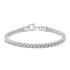 925 Sterling Silver 4mm Solid Franco Rhodium Bracelet