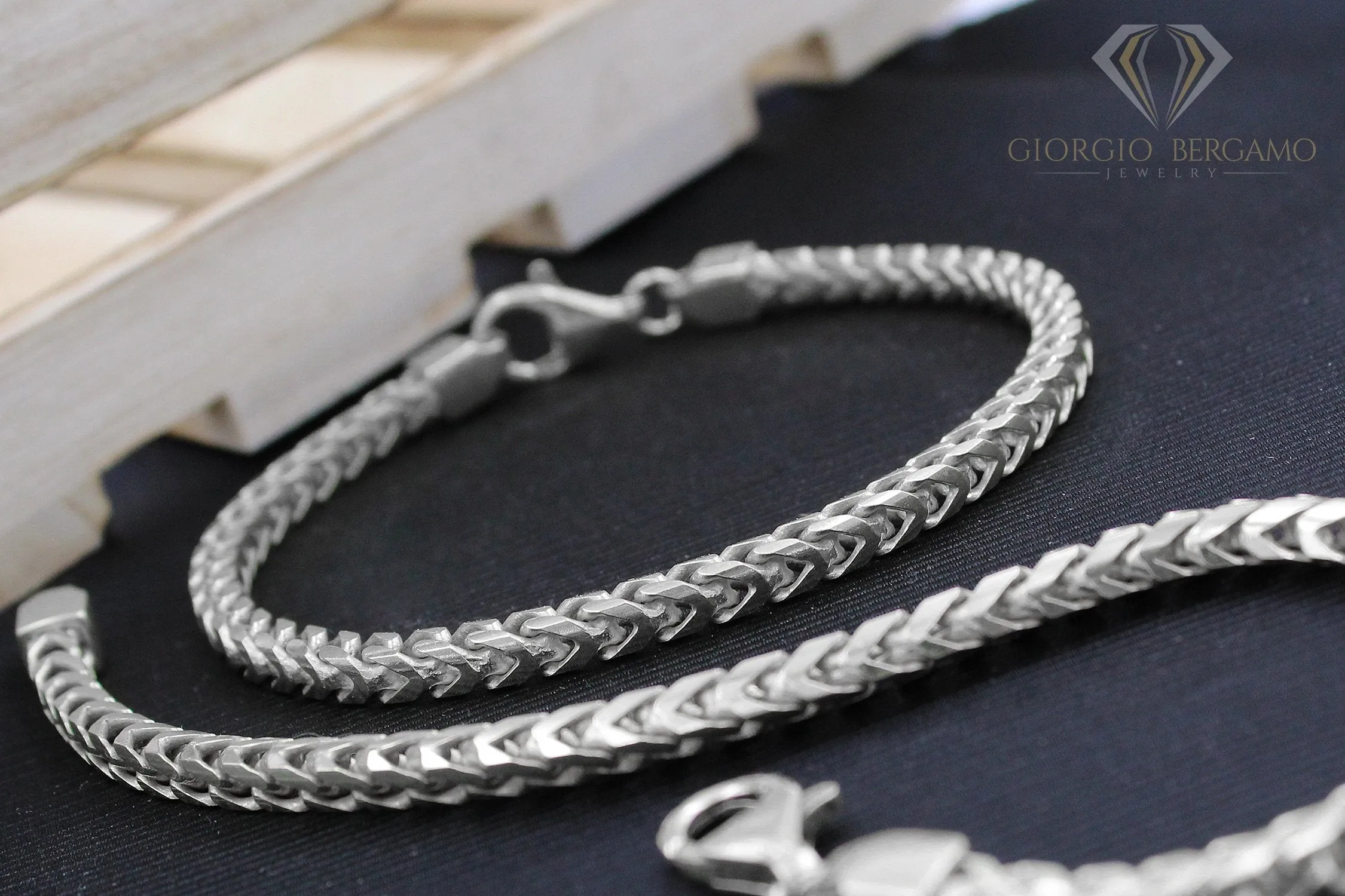 925 Sterling Silver 4mm Solid Franco Rhodium Bracelet