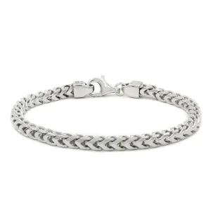 925 Sterling Silver 5mm Solid Franco Rhodium Bracelet