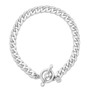 925 Sterling Silver Cuban, Curb Link Toggle Lock Bracelet