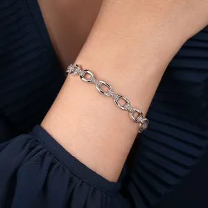 925 Sterling Silver Oval Link Cuff Bangle