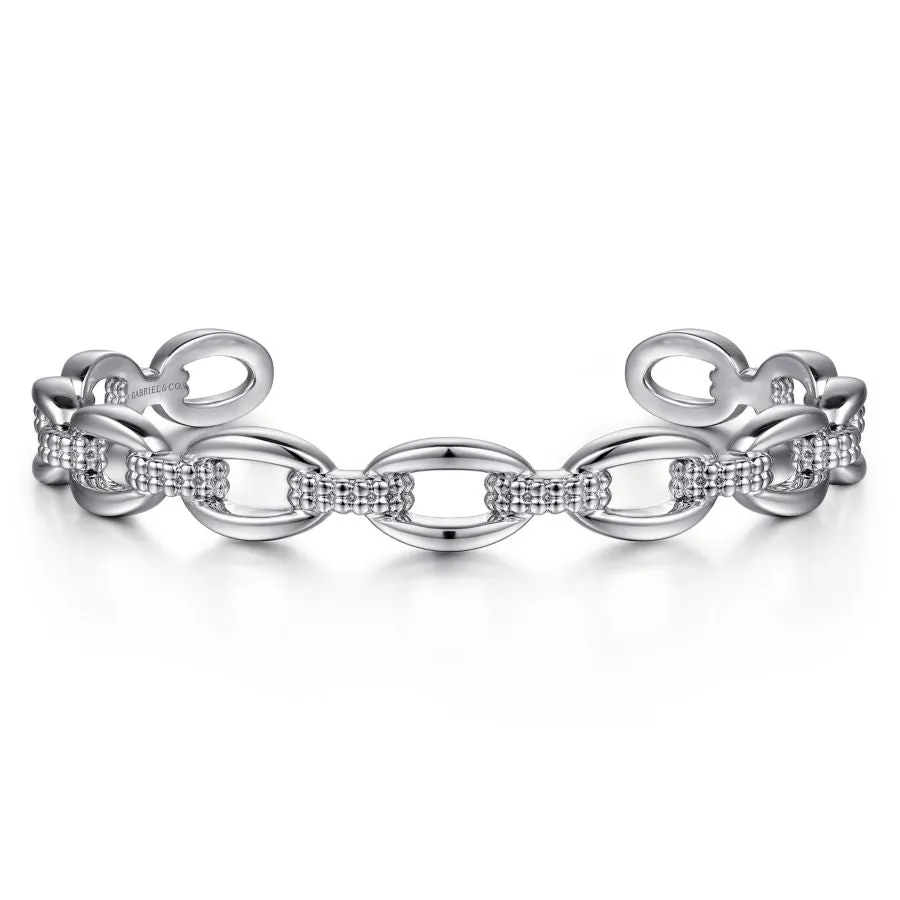 925 Sterling Silver Oval Link Cuff Bangle