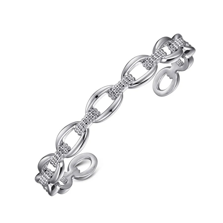 925 Sterling Silver Oval Link Cuff Bangle