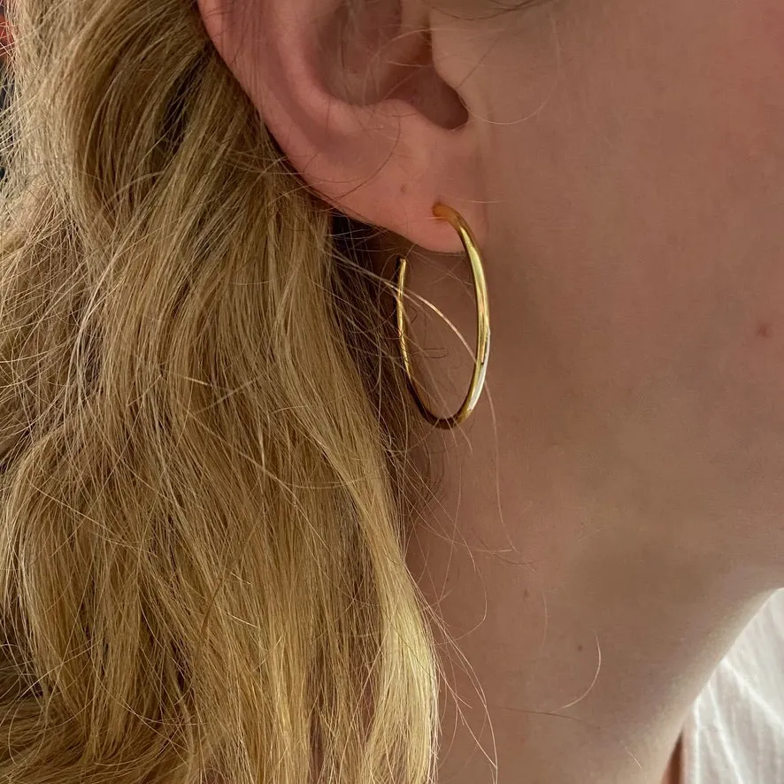 925 sterling Silver Tube Hoops 34 mm - Gold