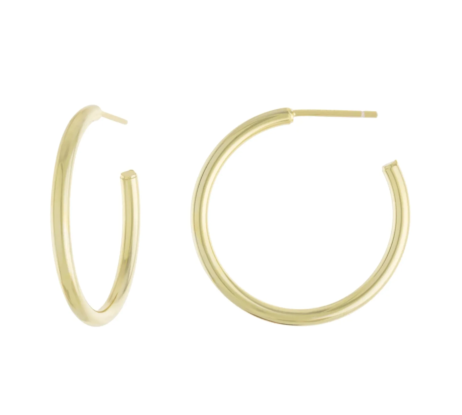 925 sterling Silver Tube Hoops 34 mm - Gold