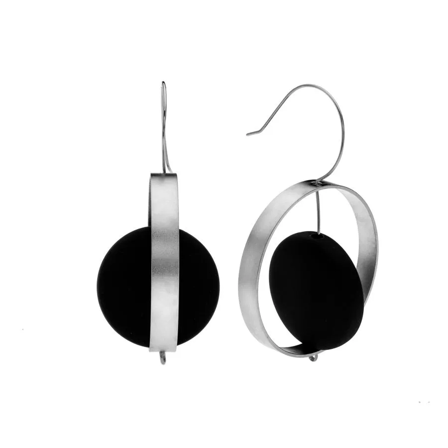 Abigail 24K Gold & Black Disk Earrings