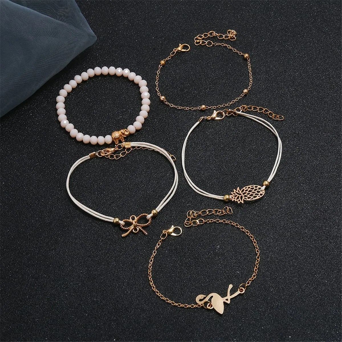 Acrylic & Polyster 18K Gold-Plated Beach Bracelet Set