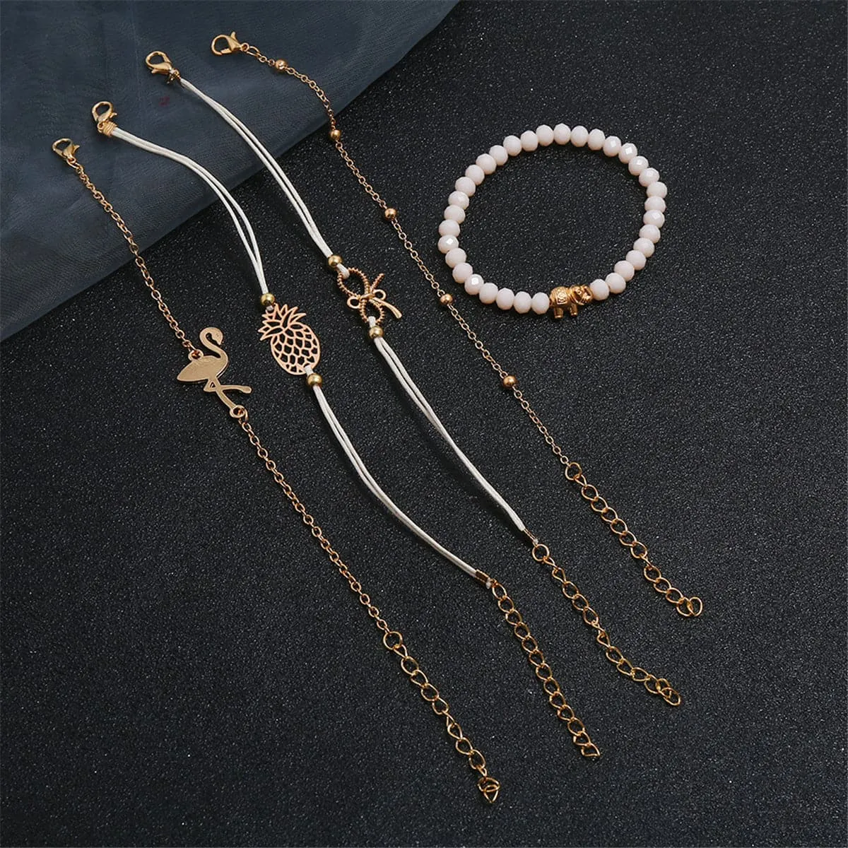 Acrylic & Polyster 18K Gold-Plated Beach Bracelet Set